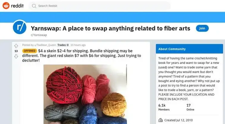 reddit yarnswap to exchange yarns at a discount