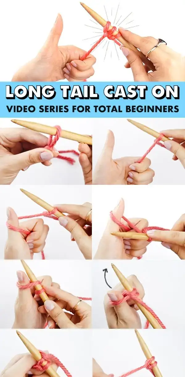 yarn being cast onto needle