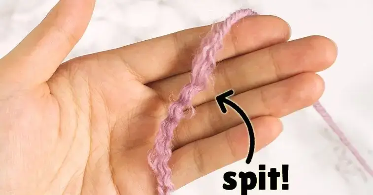 yarn that is being joined together with spit