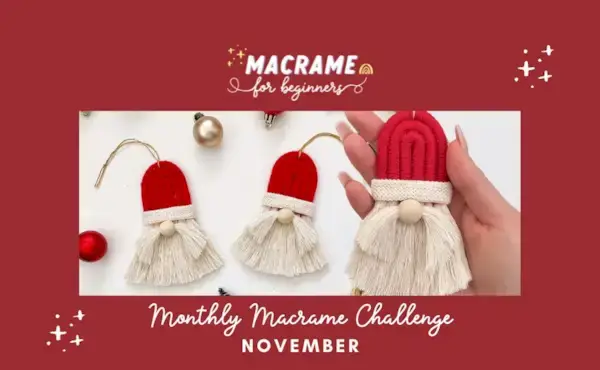 Macrame Santa Ornament Tutorial  Mimi & basket Monthly Macrame Challenge November 2023