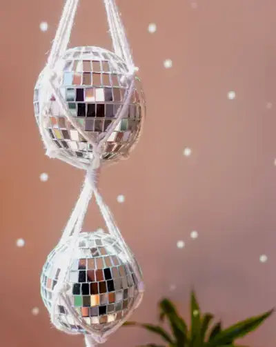 Easy DIY Macrame Bath Bomb Hanger Tutorial for Beginners - Disco Ball Hanger