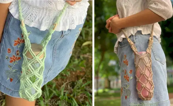 4x Easy DIY Macrame Water Bottle Holder Tutorials by SilentKnot