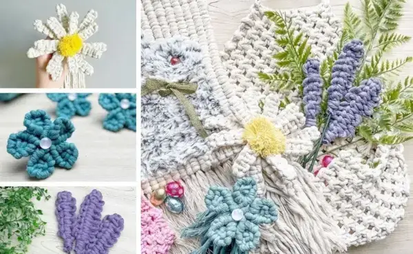 7 Gorgeous Free Macrame Flower Patterns by Simply Inspired  Mimi & basket