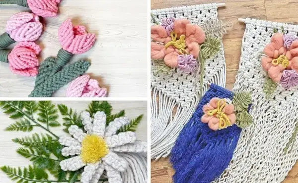 8 ลวดลายดอกไม้ Macrame อันงดงามฟรีโดย Simply Inspired