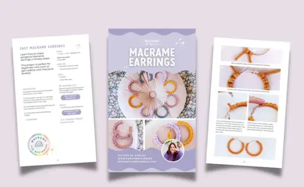 Easy DIY Macrame Earrings Tutorial for Beginners PDF Pattern Step-by-step project