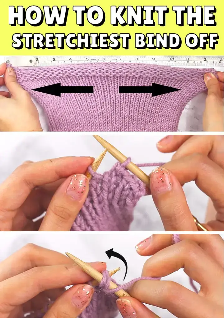 how to knit a stretchy bind off pinterest image