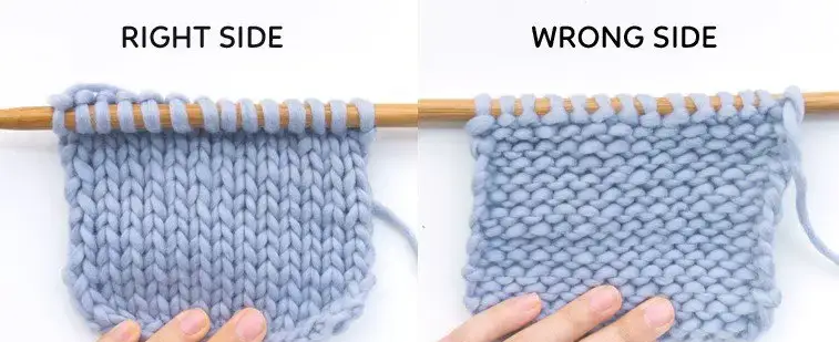 stockinette stitch knitting right and wrong side