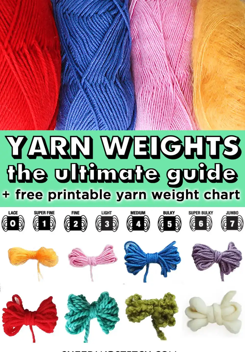 colorful yarns displayed to illustrate yarn weights