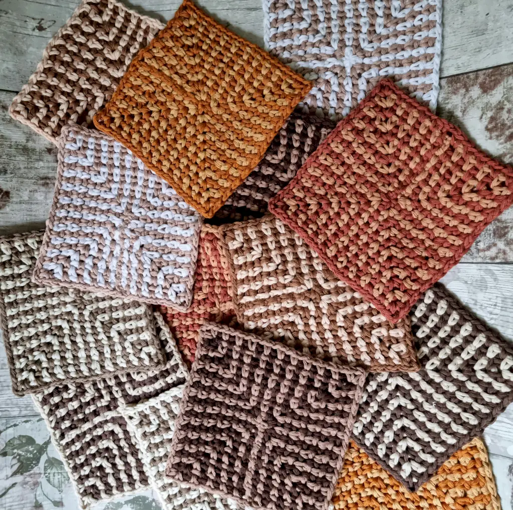 สี่เหลี่ยมสีน้ำตาลจากผ้าห่ม 109 อัน