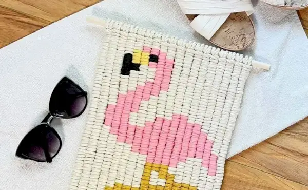 August Monthly Macrame Challenge - Simply Inspired Flamingo Wall Hanging