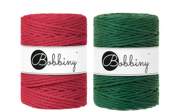 Bobbiny Macrame Christmas Cords - Classic Red and Pine Green - Macrame Christmas Decoration Supplies