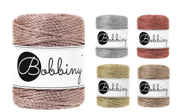 Bobbiny Macrame Christmas Cords - Metallic Gold Silver Champagne Copper - Macrame Christmas Decoration Supplies