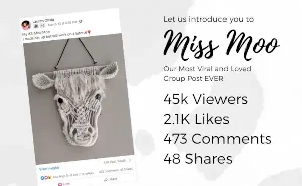 Repte de macramé mensual d'abril: fem una vaca de macramé junts!