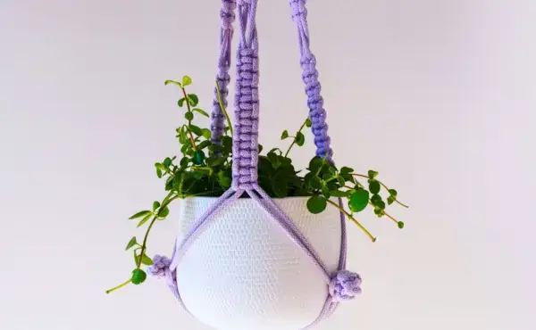 Défi macramé de juin – Tutoriel facile pour suspendre des plantes en macramé GAGNEZ un motif de nouage heureux !