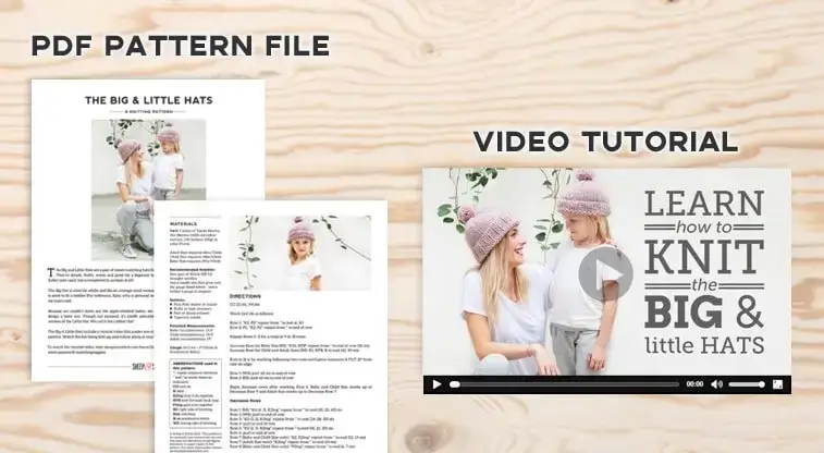 大きな帽子と小さな帽子の編み図