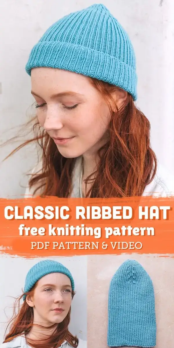 rib hat knitting pattern pinterest
