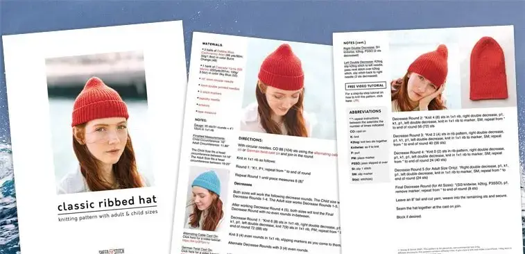 rib hat knitting pattern