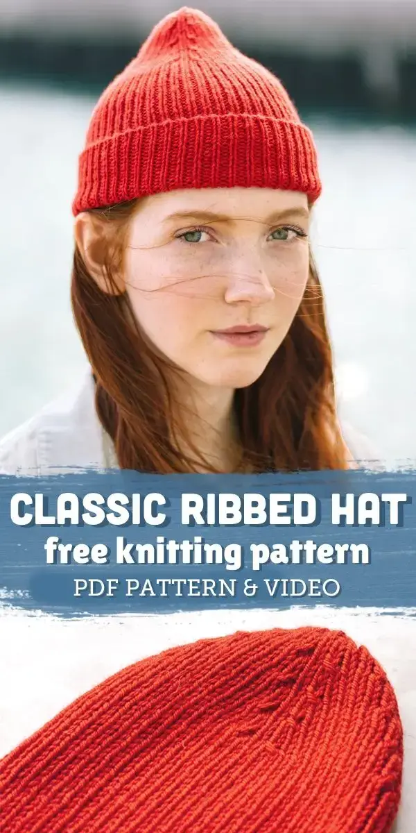 rib hat knitting pattern pinterest