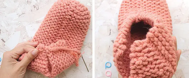 how to knit a slipper step by step