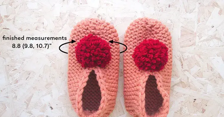 finished measurments for knit slipper