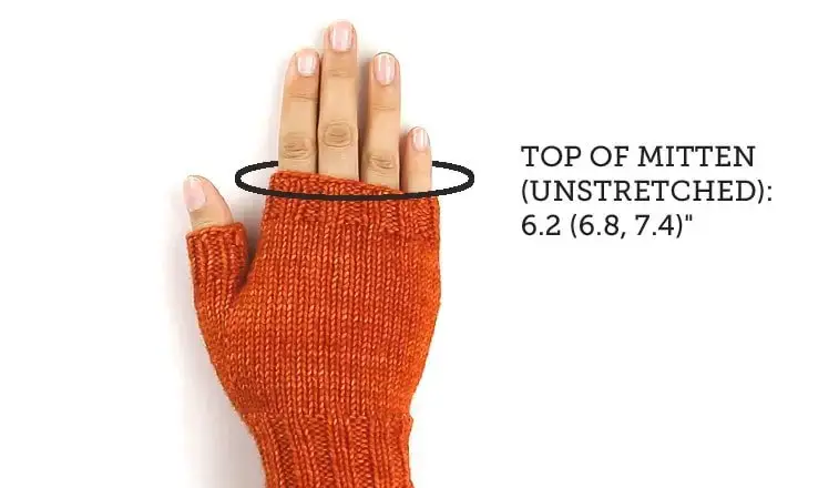 hand wearing orange fingerless glove