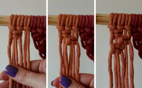 마크라메 무지개 벽걸이 만드는 방법 | 초보자를 위한 쉬운 사각 매듭 반원 튜토리얼