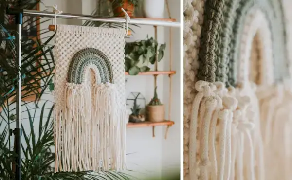 Tutoriel facile de suspension murale arc-en-ciel en macramé par Hanga Macrame
