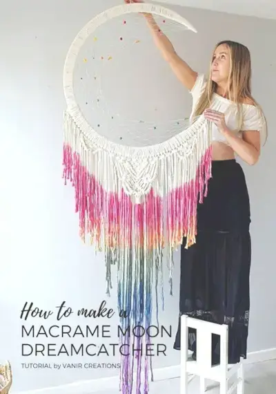 How to make a Macrame Moon Dreamcatcher by Vanir Creations 