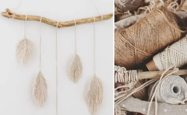 12 patrones sencillos de bricolaje para colgar en la pared con plumas de macramé para principiantes