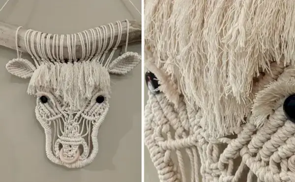 Incredibile modello di mucca Macrame di MerrittMacrame – Tutorial fai da te per mucca Macrame